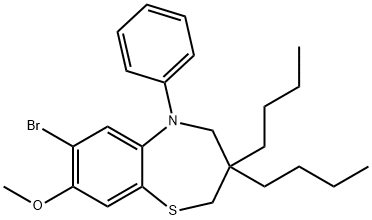 1,5-Benzothiazepine, 7-bromo-3,3-dibutyl-2,3,4,5-tetrahydro-8-methoxy-5-phenyl- 구조식 이미지