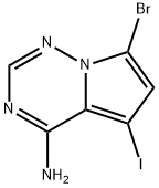 Pyrrolo[2,1-f][1,2,4]triazin-4-amine, 7-bromo-5-iodo- Structure