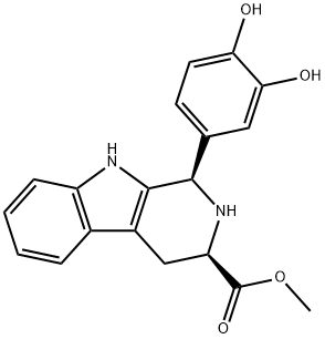 1H-Pyrido[3,4-b]indole-3-carboxylic acid, 1-(3,4-dihydroxyphenyl)-2,3,4,9-tetrahydro-, methyl ester, (1R,3R)- Structure