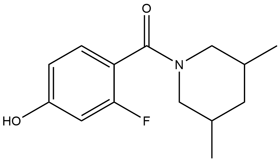 (3,5-Dimethyl-1-piperidinyl)(2-fluoro-4-hydroxyphenyl)methanone Structure