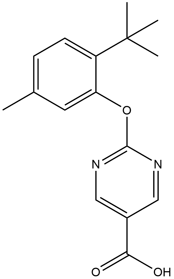 2-[2-(1,1-Dimethylethyl)-5-methylphenoxy]-5-pyrimidinecarboxylic acid Structure