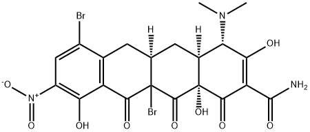 2-Naphthacenecarboxamide, 7,11a-dibromo-4-(dimethylamino)-1,4,4a,5,5a,6,11,11a,12,12a-decahydro-3,10,12a-trihydroxy-9-nitro-1,11,12-trioxo-, (4S,4aS,5aR,12aR)- Structure