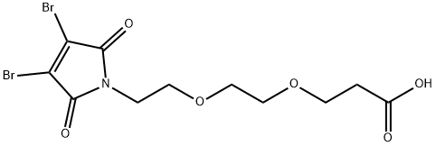 Propanoic acid, 3-[2-[2-(3,4-dibromo-2,5-dihydro-2,5-dioxo-1H-pyrrol-1-yl)ethoxy]ethoxy]- Structure
