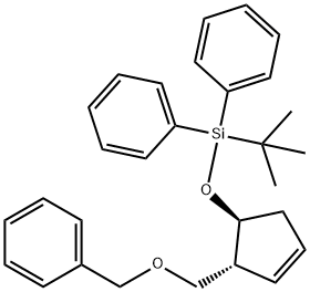 Silane, (1,1-dimethylethyl)diphenyl[[(1S,2R)-2-[(phenylmethoxy)methyl]-3-cyclopenten-1-yl]oxy]- (9CI) Structure