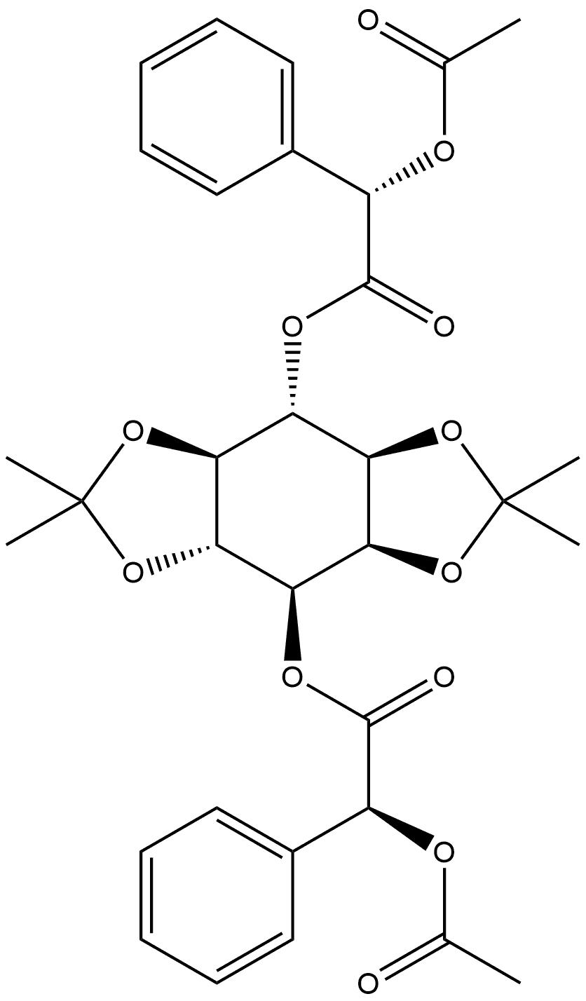 D-myo-Inositol, 1,2:4,5-bis-O-(1-methylethylidene)-, 3,6-bis[(αS)-α-(acetyloxy)benzeneacetate] Structure