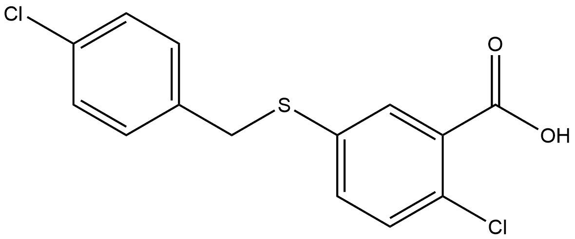 2-Chloro-5-[[(4-chlorophenyl)methyl]thio]benzoic acid Structure