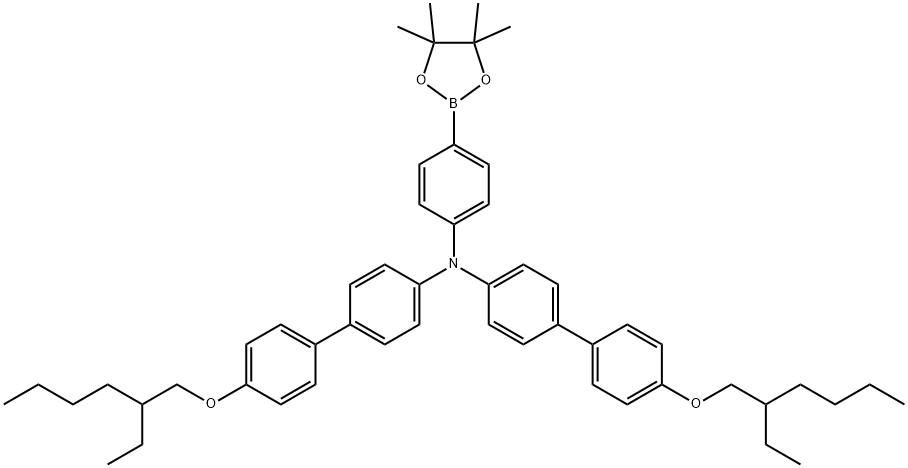 [1,1'-Biphenyl]-4-amine, 4'-[(2-ethylhexyl)oxy]-N-[4'-[(2-ethylhexyl)oxy][1,1'-biphenyl]-4-yl]-N-[4-(4,4,5,5-tetramethyl-1,3,2-dioxaborolan-2-yl)phenyl]- Structure