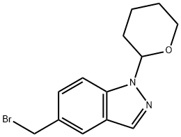 1H-Indazole, 5-(bromomethyl)-1-(tetrahydro-2H-pyran-2-yl)- 구조식 이미지