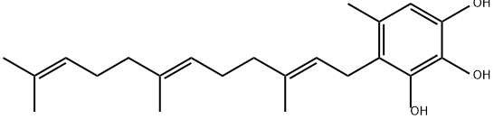 1,2,3-Benzenetriol, 5-methyl-4-[(2E,6E)-3,7,11-trimethyl-2,6,10-dodecatrien-1-yl]- Structure