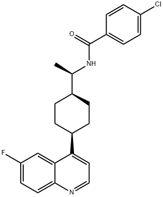 Benzamide, 4-chloro-N-[(1R)-1-[cis-4-(6-fluoro-4-quinolinyl)cyclohexyl]ethyl]- 구조식 이미지