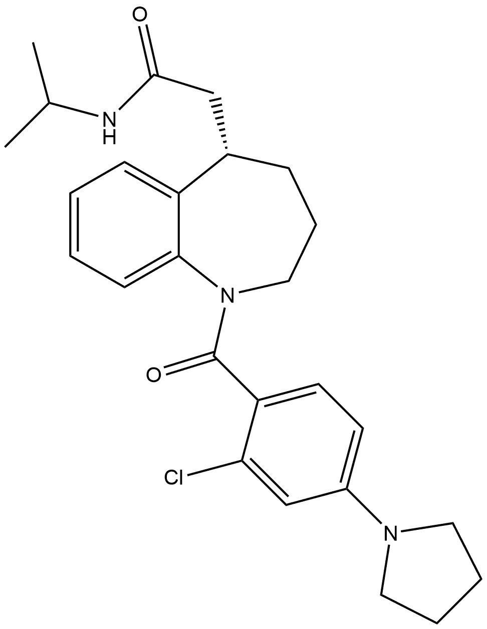 (5S)-1-[2-Chloro-4-(1-pyrrolidinyl)benzoyl]-2,3,4,5-tetrahydro-N-(1-methylethyl)-1H-1-benzazepine-5-acetamide 구조식 이미지