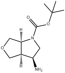 1H-Furo[3,4-b]pyrrole-1-carboxylic acid, 3-aminohexahydro-, 1,1-dimethylethyl ester, (3S,3aR,6aS)- 구조식 이미지