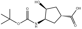 Cyclopentanecarboxylic acid, 3-[[(1,1-dimethylethoxy)carbonyl]amino]-4-hydroxy-, (1R,3R,4S)- Structure