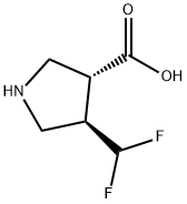 3-Pyrrolidinecarboxylic acid, 4-(difluoromethyl)-, (3R,4R)- Structure