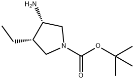 1-Pyrrolidinecarboxylic acid, 3-amino-4-ethyl-, 1,1-dimethylethyl ester, (3S,4S)- Structure