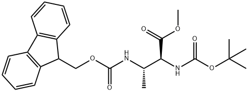 (2S,3S)-Methyl 3-((((9H-fluoren-9-yl)methoxy)carbonyl)amino)-2-((tert-butoxycarbonyl)amino)butanoate Structure