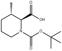 1,2-Piperidinedicarboxylic acid, 3-methyl-, 1-(1,1-dimethylethyl) ester, (2S,3S)- Structure