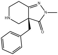 3H-Pyrazolo[4,3-c]pyridin-3-one, 2,3a,4,5,6,7-hexahydro-2-methyl-3a-(phenylmethyl)-, (3aR)- 구조식 이미지