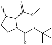 1,2-Pyrrolidinedicarboxylic acid, 3-fluoro-, 1-(1,1-dimethylethyl) 2-methyl ester, (2S,3S)- Structure