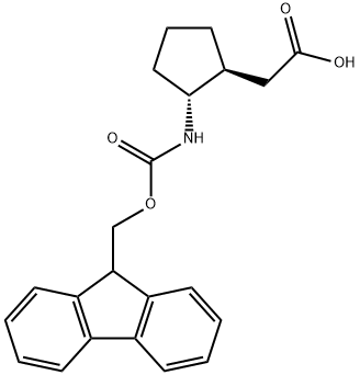 rac-2-[(1R,2S)-2-({[(9H-fluoren-9-yl)methoxy]carbonyl}amino)cyclopentyl]acetic acid, trans Structure