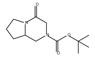 Pyrrolo[1,2-a]pyrazine-2(1H)-carboxylic acid, hexahydro-4-oxo-, 1,1-dimethylethyl ester 구조식 이미지