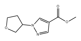 1H-Pyrazole-4-carboxylic acid, 1-(tetrahydro-3-furanyl)-, methyl ester 구조식 이미지