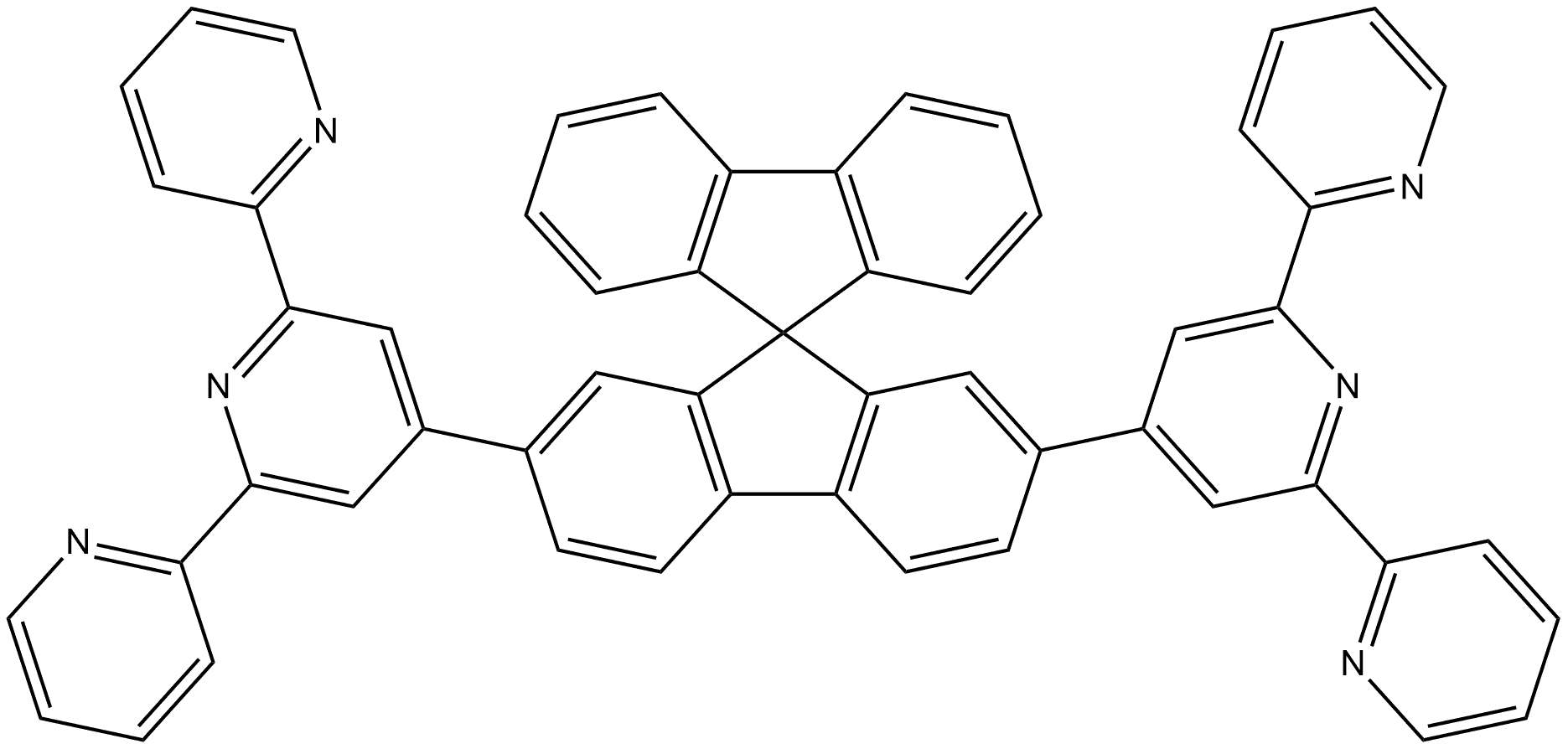 4′,4′′′′-(9,9′-Spirobi[9H-fluorene]-2,7-diyl)bis[2,2′:6′,2′′-terpyridine] Structure