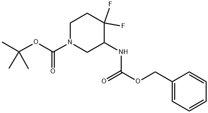 tert-butyl 3-(((benzyloxy)carbcnyl)amino)-4,4-difluoropiperidine-1-carboxylate Structure