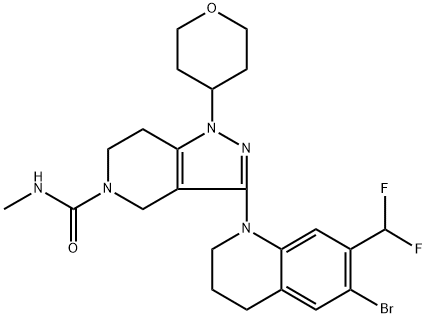 3-(6-bromo-7-(difluoromethyl)-3.4-dihydroquinolin-1(2H)-yl)-N-methyl-1-(tetrahydro-2H-pyran-4-yl)-6.7-dihydro-1 H-pyrazo!o[4.3-c]pyridine-5(4H)-carboxamide Structure