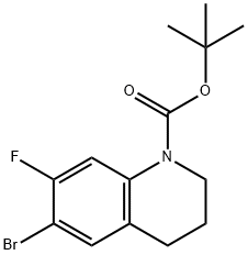 1(2H)-Quinolinecarboxylic acid, 6-bromo-7-fluoro-3,4-dihydro-, 1,1-dimethylethyl ester 구조식 이미지