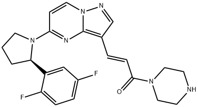 2-Propen-1-one, 3-[5-[(2R)-2-(2,5-difluorophenyl)-1-pyrrolidinyl]pyrazolo[1,5-a]pyrimidin-3-yl]-1-(1-piperazinyl)-, (2E)- Structure