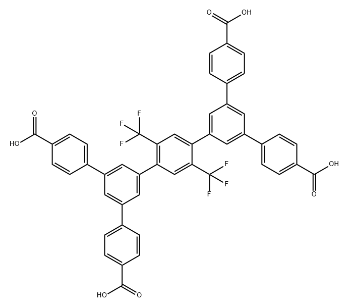 [1,1':3',1'':4'',1''':3''',1''''-Quinquephenyl]-4,4''''-dicarboxylic acid, 5',5'''-bis(4-carboxyphenyl)-2'',5''-bis(trifluoromethyl)- Structure