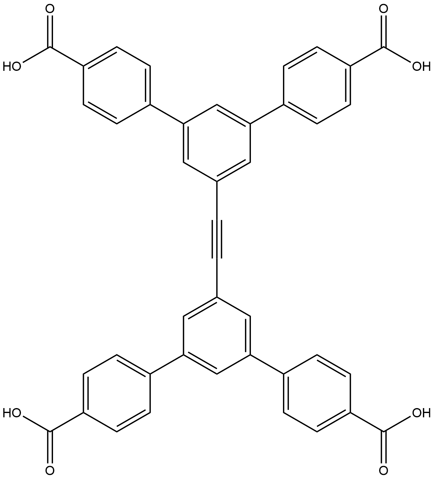 5′,5′′′′-(1,2-Ethynediyl)bis[[1,1′:3′,1′′-terphenyl]-4,4′′-dicarboxylic acid] Structure