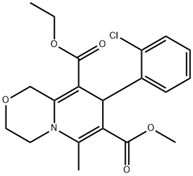 Pyrido[2,1-c][1,4]oxazine-7,9-dicarboxylic acid, 8-(2-chlorophenyl)-1,3,4,8-tetrahydro-6-methyl-, 9-ethyl 7-methyl ester Structure