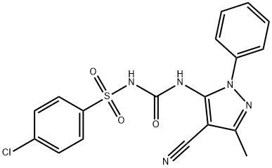 Benzenesulfonamide, 4-chloro-N-[[(4-cyano-3-methyl-1-phenyl-1H-pyrazol-5-yl)amino]carbonyl]- Structure