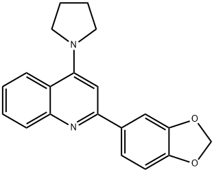 Quinoline, 2-(1,3-benzodioxol-5-yl)-4-(1-pyrrolidinyl)- Structure