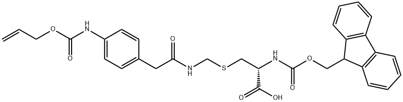 L-Cysteine, N-[(9H-fluoren-9-ylmethoxy)carbonyl]-S-[[[2-[4-[[(2-propen-1-yloxy)carbonyl]amino]phenyl]acetyl]amino]methyl]- Structure