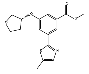 Benzoic acid, 3-(5-methyl-2-thiazolyl)-5-[[(3R)-tetrahydro-3-furanyl]oxy]-, methyl ester Structure