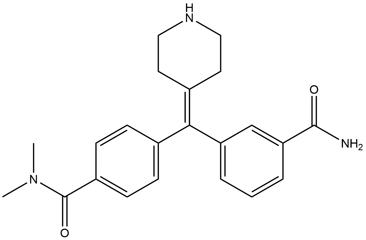 Benzamide, 4-[[3-(aminocarbonyl)phenyl]-4-piperidinylidenemethyl]-N,N-dimethyl- Structure