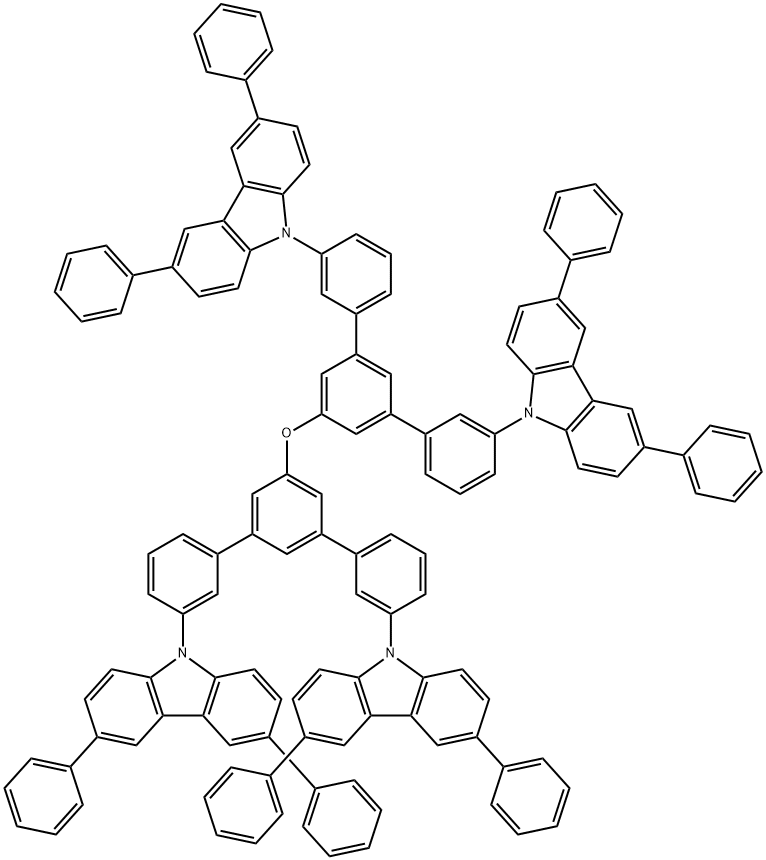 9H-Carbazole, 9,9',9'',9'''-[oxybis([1,1':3',1''-terphenyl]-5',3,3''-triyl)]tetrakis[3,6-diphenyl- Structure