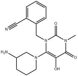 Benzonitrile, 2-[[6-(3-amino-1-piperidinyl)-3,4-dihydro-5-hydroxy-3-methyl-2,4-dioxo-1(2H)-pyrimidinyl]methyl]- Structure