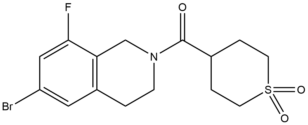 (6-Bromo-8-fluoro-3,4-dihydro-2(1H)-isoquinolinyl)(tetrahydro-1,1-dioxido-2H-thiopyran-4-yl)methanone Structure