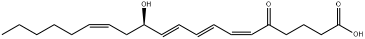 6,8,10,14-Eicosatetraenoic acid, 12-hydroxy-5-oxo-, (6Z,8E,10E,12R,14Z)- Structure