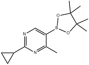 Pyrimidine, 2-cyclopropyl-4-methyl-5-(4,4,5,5-tetramethyl-1,3,2-dioxaborolan-2-yl)- 구조식 이미지