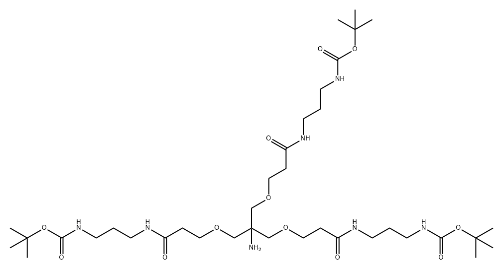 10,14-Dioxa-2,6,18,22-tetraazatricosanedioic acid, 12-amino-12-(13,13-dimethyl-5,11-dioxo-2,12-dioxa-6,10-diazatetradec-1-yl)-7,17-dioxo-, 1,23-bis(1,1-dimethylethyl) ester Structure