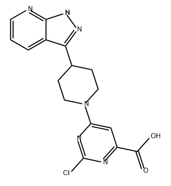 4-Pyrimidinecarboxylic acid, 2-chloro-6-[4-(1H-pyrazolo[3,4-b]pyridin-3-yl)-1-piperidinyl]- Structure