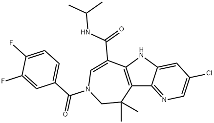 Pyrido[2',3':4,5]pyrrolo[2,3-d]azepine-6-carboxamide, 3-chloro-8-(3,4-difluorobenzoyl)-5,8,9,10-tetrahydro-10,10-dimethyl-N-(1-methylethyl)- Structure