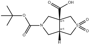 rac-(3aR,6aS)-5-[(tert-butoxy)carbonyl]-2,2-dioxo-hexahydro-1H-2lambda6-thieno[3,4-c]pyrrole-3a-carboxylic acid Structure