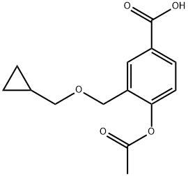 4-Acetoxy-3-((cyclopropylmethoxy)methyl)benzoic acid 구조식 이미지