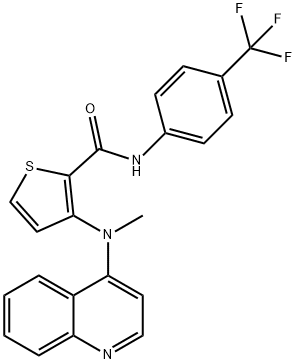 3-(Methyl(quinolin-4-yl)amino)-N-(4-(trifluoromethyl)phenyl)thiophene-2-carboxamide 구조식 이미지